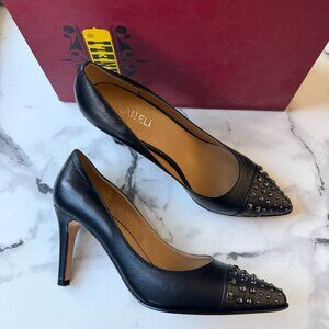 NEW Vaneli Ancyra Black Leather Studded Pumps Size 8.5